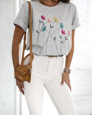 Grey Flowers T-Shirt