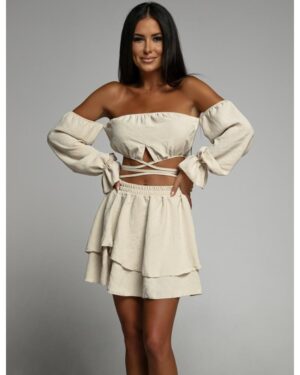 Beige Wild Set: Top + Skirt