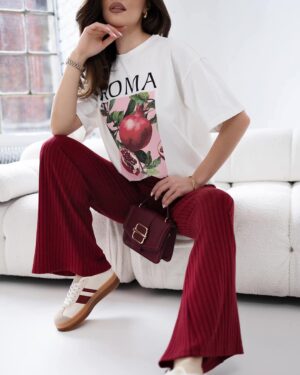 Burgundy Roma Set: T-shirt + Trousers