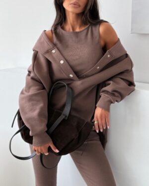 Camel Villa 3PSC Set: Hoodie + Top + Leggings